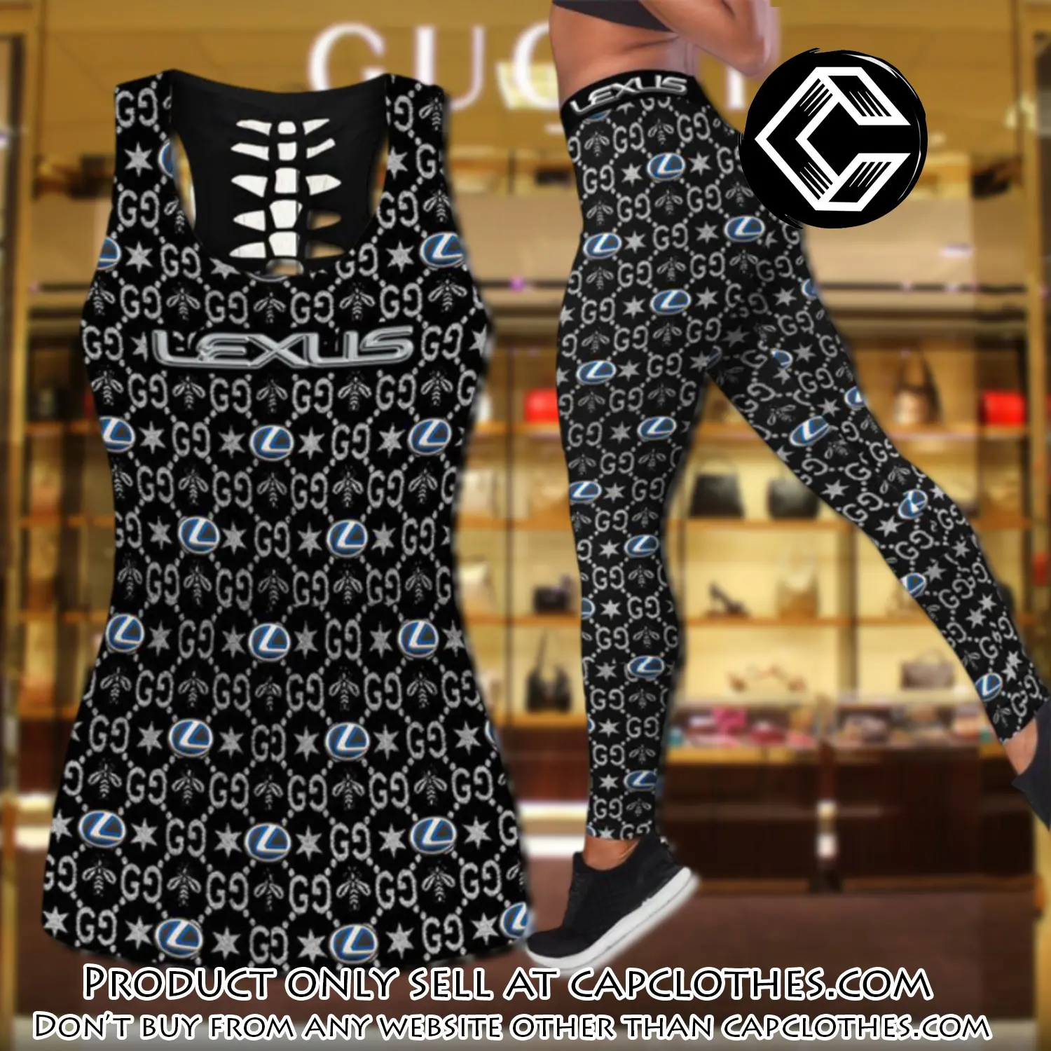 Gucci lexus tank top leggings set luxury brand for women yoga gym ydk cc5651391